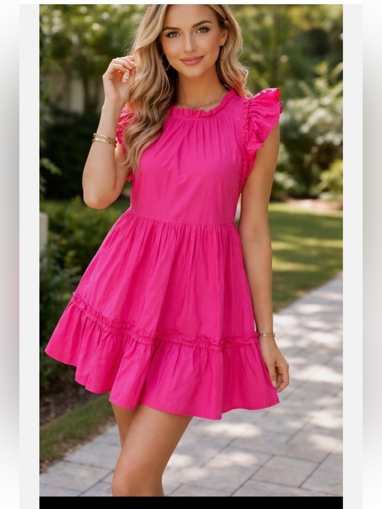 Caroline Constas Dresses & Skirts - Caroline Constas Pink Tiered Cotton Dress